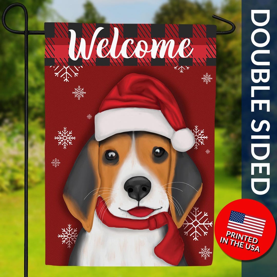 Santa Beagle Welcome Flag – Double Sided Holiday Dog Garden Decor - Etsy