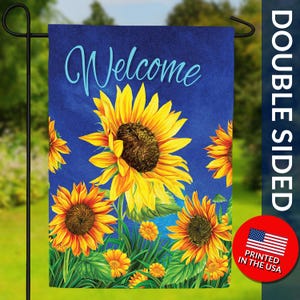 Sunflower Welcome Flag - Yellow Sunflowers Summer Yard Decoration, Sunflower Decor, Welcome Sign, Bright Sunflowers, Seasonal Flag