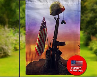 Fallen Soldier Memorial Flag – Patriotic Military Tribute Decor