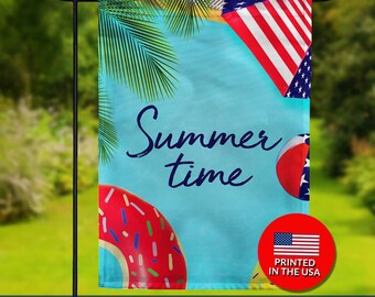 Poolside Patriotic Garden Flag – Double Sided Summer Design