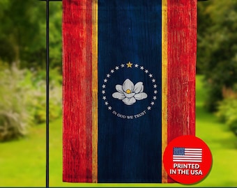 Mississippi State Flag Double Sided Flag - Southern Wood Style, MS Pride, Magnolia Decor