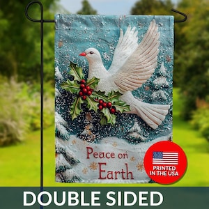 Peace On Earth Dove Flag – Double Sided Holiday Garden Decor