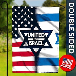 United for Israel Double Sided Flag - American Israeli Flag, Support Israel Flag, Patriotic Flag, Alliance Flag, Stand with Israel Flag