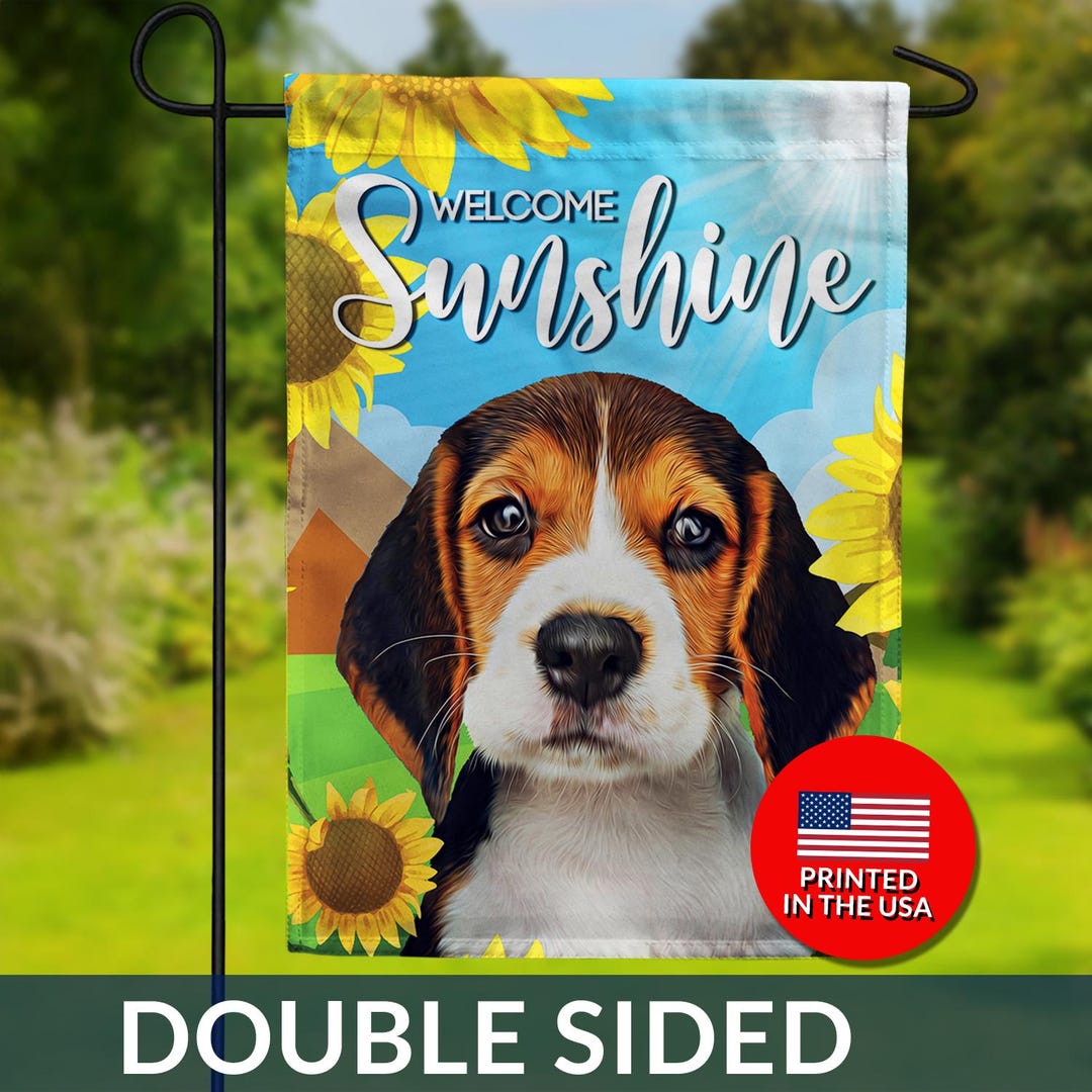 Beagle Puppy Sunflower Flag – Welcome Sunshine, Double Sided - Etsy