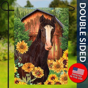 Horse and Sunflowers Garden Flag – Double Sided Barn Art