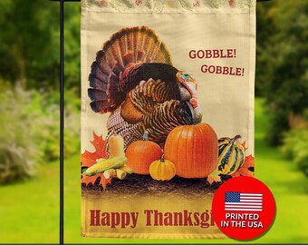 Thanksgiving Turkey Garden Flag – Double Sided Autumn Decor