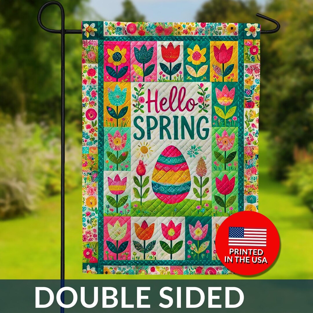 Tulip Easter Egg Garden Flag – Hello Spring, Double Sided - Etsy