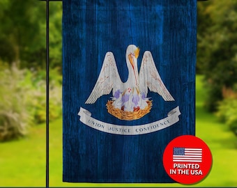 Louisiana State Flag Double Sided Flag - Bayou Wood Style, LA Pride, Southern Charm Decor