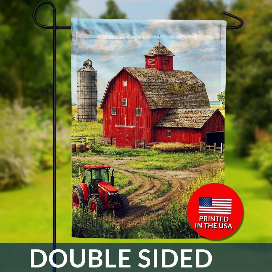 Red Barn Farmstead Flag – Double Sided Country Garden Decor - Etsy