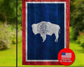 Wyoming State Flag - Rustic Wood, Double Sided