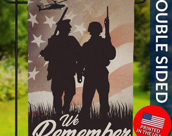 We Remember Military Double Sided Flag - Memorial Day Flag, Soldier Silhouette, Patriotic Tribute