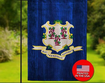 Connecticut State Flag – Double Sided Wood Style, USA Printed Pride