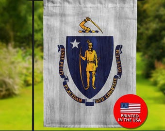 Massachusetts State Flag – Rustic Wood, Double Sided (12.5"x18", 28"x40")