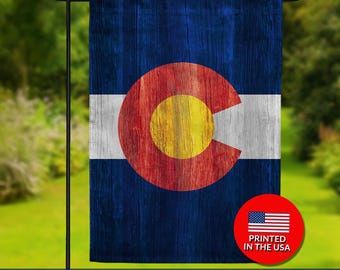 Colorado Flag – Rustic Wood Style, Double Sided