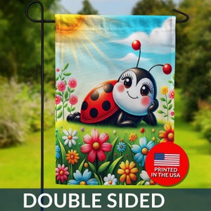 Ladybug Garden Flag – Double Sided Spring Meadow Decor