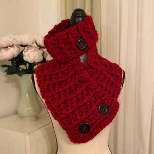 Crocheted Cowl & Ear Warmer Set (7.5x37) (Red Velvet #1)