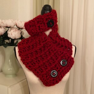Crocheted Cowl & Ear Warmer Set (7.25x33.5) (Red Velvet #2)