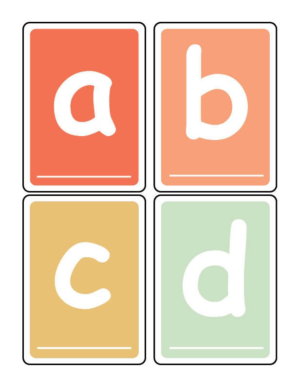 PrintableAlphabet Flashcards Lowercase Lower case Toddler Etsy