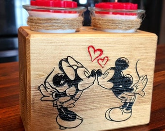 Valentines day kissing mice in love homemade rose candle display holder Rustic and Exotic for mom or wife with FREE SHIPPING