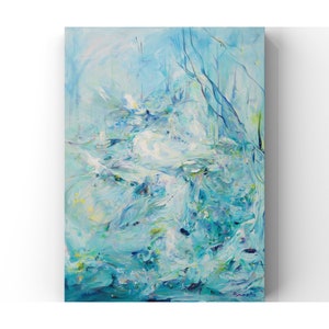 Sky Blue River Painting, Serene River Wall Art, Waterfall Wall Art, Crabtree Falls Schandoah National Part Art, Therapist Office Decor