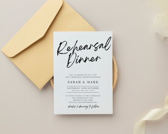 Rehearsal Dinner Invitation  5 in x 7 in - Minimalist Design - Editable and Printable - Canva INSTANT DOWNLOAD