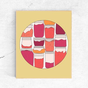 Jam Jars, Retro Trendy Aesthetic Print, 70s Vintage, Vibrant Cheeky Wall Art, Digital Download