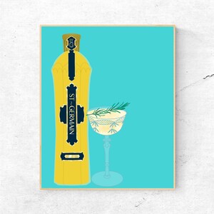 St. Germaine & Cocktail, Retro Trendy Estetyczny Wydruk, 70s Vintage, Żywa, bezczelna sztuka ścienna, Pobieranie cyfrowe