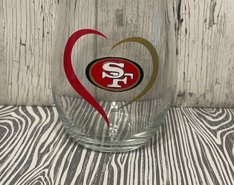 San Francisco 49ers, 49ers wine glass, San Francisco wine glass, sports  glass