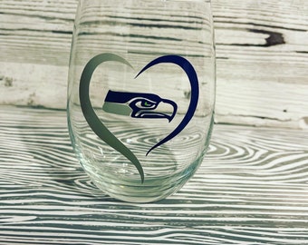 Seahawks wine glass, NFL, Seahawks, custom gift, football