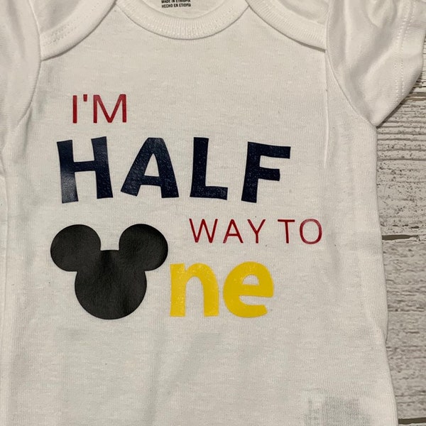 Halfway to one onesie, 6 month old, half birthday, boy or girl bodysuit