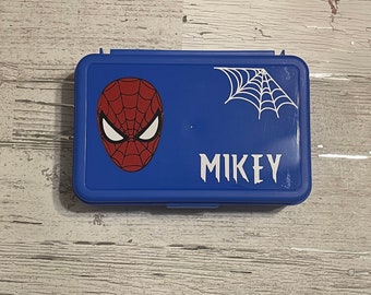 personalized pencil box, Spider-Man personalized pencil box, school supplies, Spider-Man, crayon box, toy storage, school box