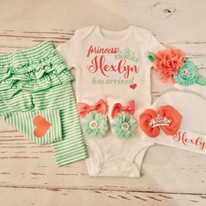 Baby Girl Coming Home Outfit Baby Girl Clothes Personalized Newborn Girl Outfit Name Take Home Newborn Baby The Princess Has Arrived Winter
