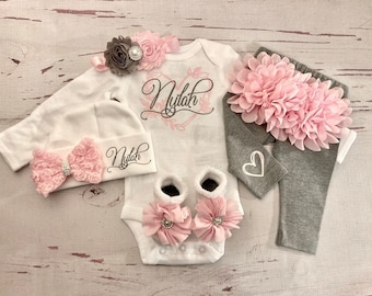 Baby Girl Coming Home Outfit Baby Girl Clothes Personalized Newborn Girl Outfit Name Take Home Newborn Baby baby shower gift baby girl gift