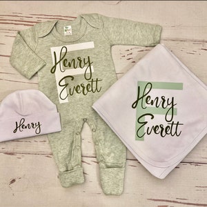 Baby Boy Coming Home Outfit Newborn Baby Boy Outfit Take Home Outfit Personalized Outfit Clothing For Boy Baby Shower Gift Boy Sage Green