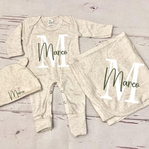 Baby Boy Coming Home Outfit Newborn Baby Boy Outfit Take Home Outfit Personalized Outfit Clothing For Boy Baby Shower Gift Boy Sage Green