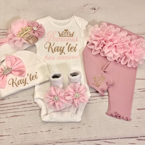 Baby Girl Coming Home Outfit Baby Girl Clothes Personalized Newborn Girl Outfit Take Home Outfit with Name New born Monogram Mauve Pink