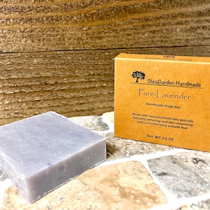 Pure Lavender Soap, Eco Friendly, Plastic Free, Handmade, Rustic Vegan Bar Soap