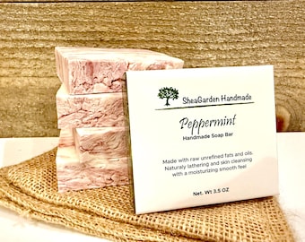 Handmade Peppermint Soap: Vegan, Eco Friendly, Plastic Free, 3.5OZ Bar