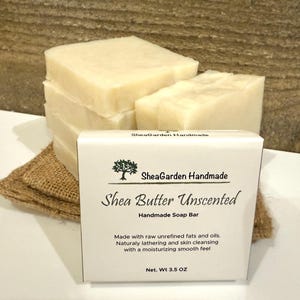 Unscented Shea Butter Soap, Hypoallergenic for Sensitive Skin, Handmade All Natural, Vegan image 11