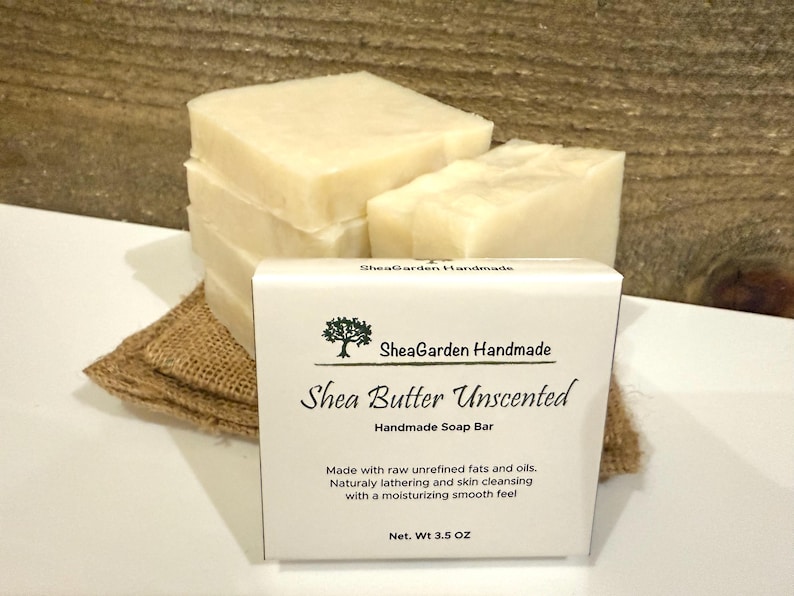Unscented Shea Butter Soap, Hypoallergenic for Sensitive Skin, Handmade All Natural, Vegan image 11