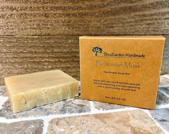 Bohémien Musk Premium Soap Bar, Individually Boxed, Earthy Natural Scent, Hippie Scented Unisex Soap