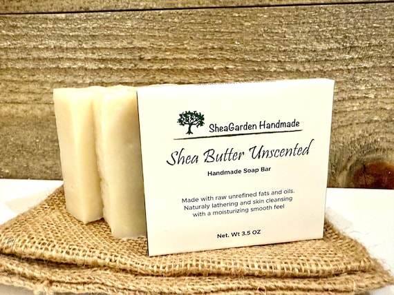 Unscented Shea Butter Soap, Hypoallergenic for Sensitive Skin, Handmade All Natural, Vegan