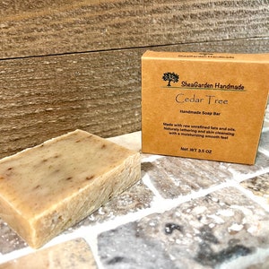 Savon de cèdre, savon artisanal entièrement naturel, emballage recyclable sans plastique