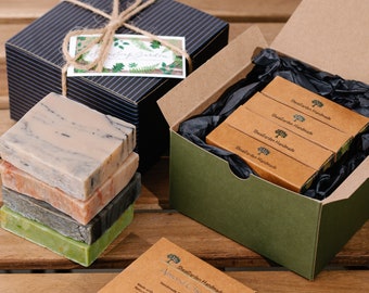 Men’s Gift Box Handmade Exfoliating Bar Soap, Plastic-Free Shipping