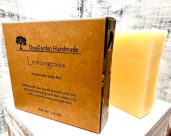 Lemongrass & Ginger Soap, Eco Friendly, Plastic Free, Handmade, 3.5 OZ Bar, Rustic, Vegan