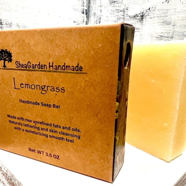 Lemongrass & Ginger Soap, Eco Friendly, Plastic Free, Handmade, 3.5 OZ Bar, Rustic, Vegan