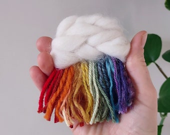 Mini Rainbow Cloud Wall Hanging, Woven LGBTQ+ Pride Decor Accessory