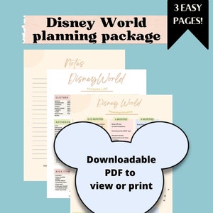 WDW packing list and planner