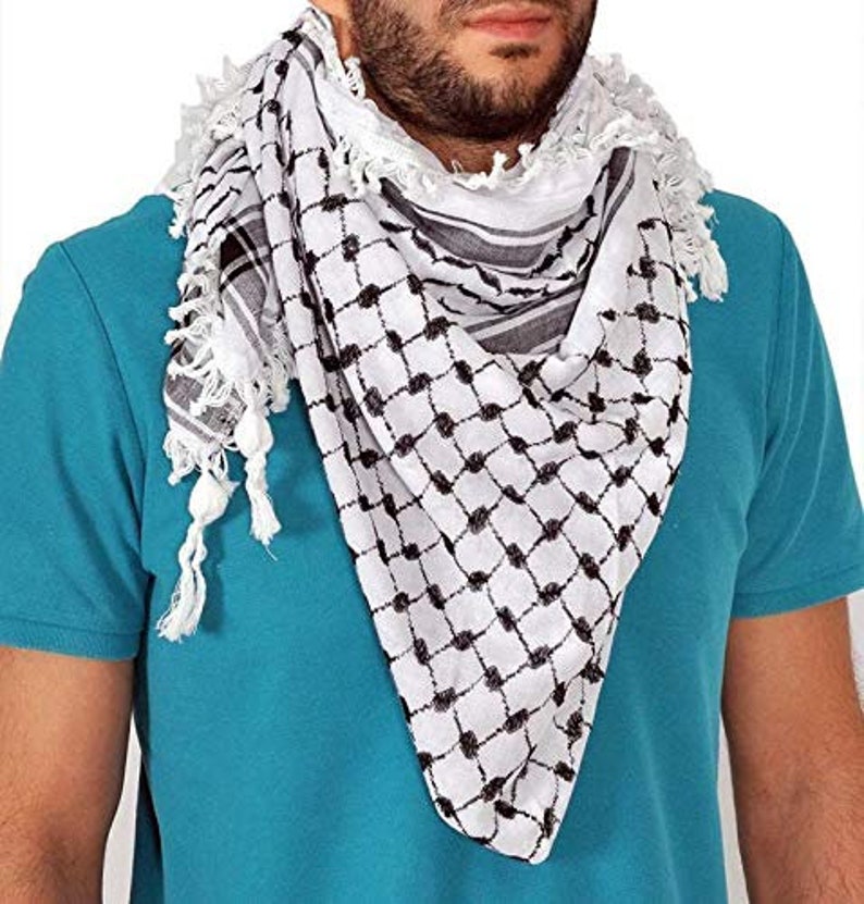 Black /& White Arab Cafia Keffiyeh Middle Eastern Scarf Wrap Turban\u2026