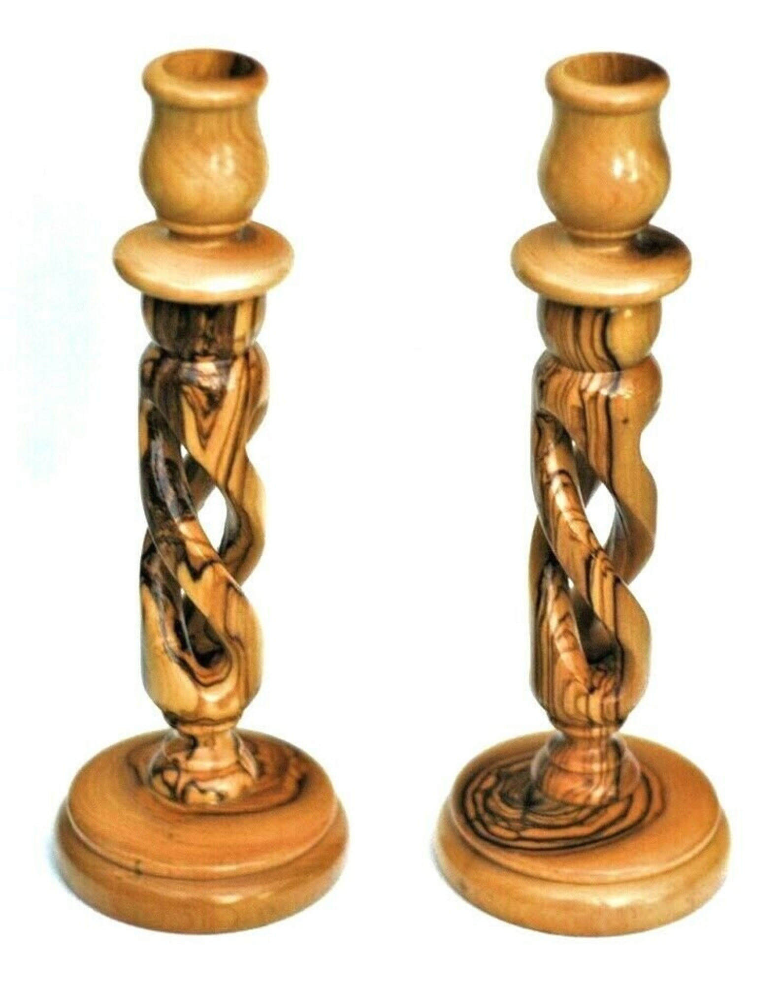 Hand Carved Bethlehem Olive Wood Pair of Candlesticks Candle Etsy